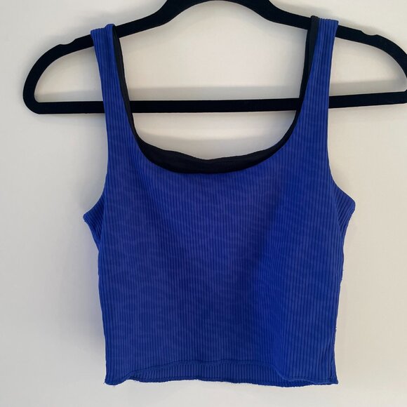 Carbon38 Ribbed Sporty Tank | Size Small | Blue/Tonal Leopard Print - Picture 2 of 6